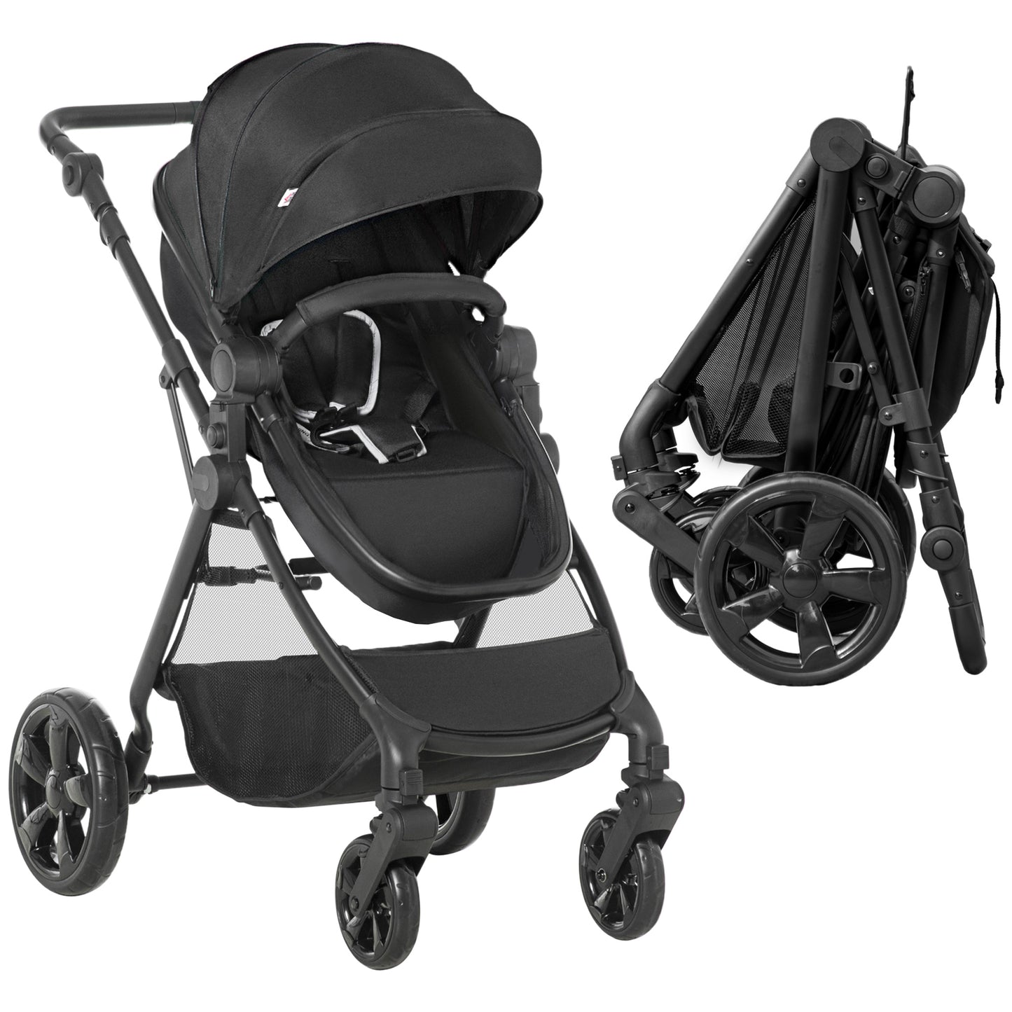 HOMCOM Foldable Baby Stoller, with Reclining Backrest, Adjustable Canopy, for Ages 0-36 Months - Black #9 Top Sellingin Baby Nursery Furniture 5