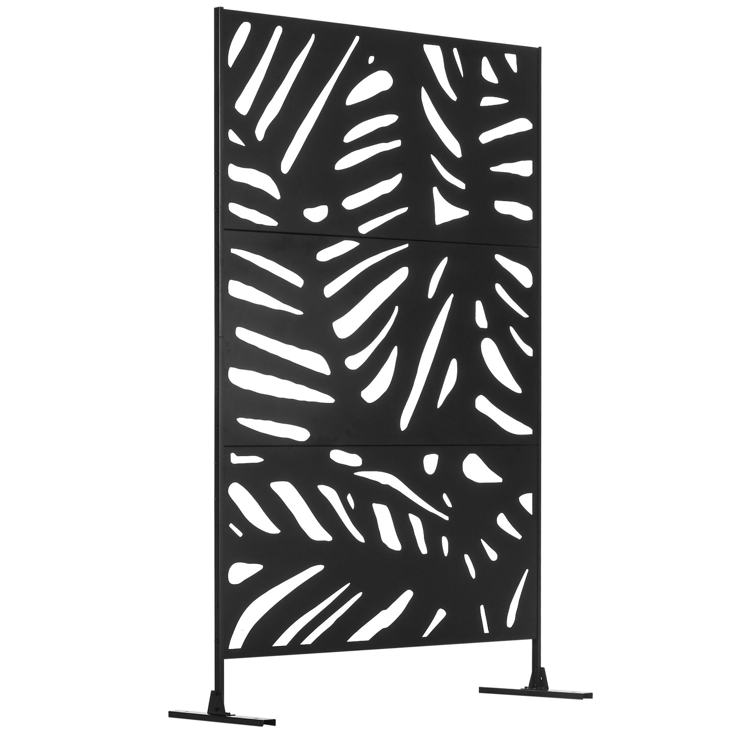 Outsunny Decorative Garden Privacy Screen with Stand, 6.5FT Freestanding Metal Outdoor Divider, Decorative Privacy Panel with Expansion Screws for Garden Pool Hot Tub, Large Leaves Style, Black #6 Top Sellingin Fence 4.9