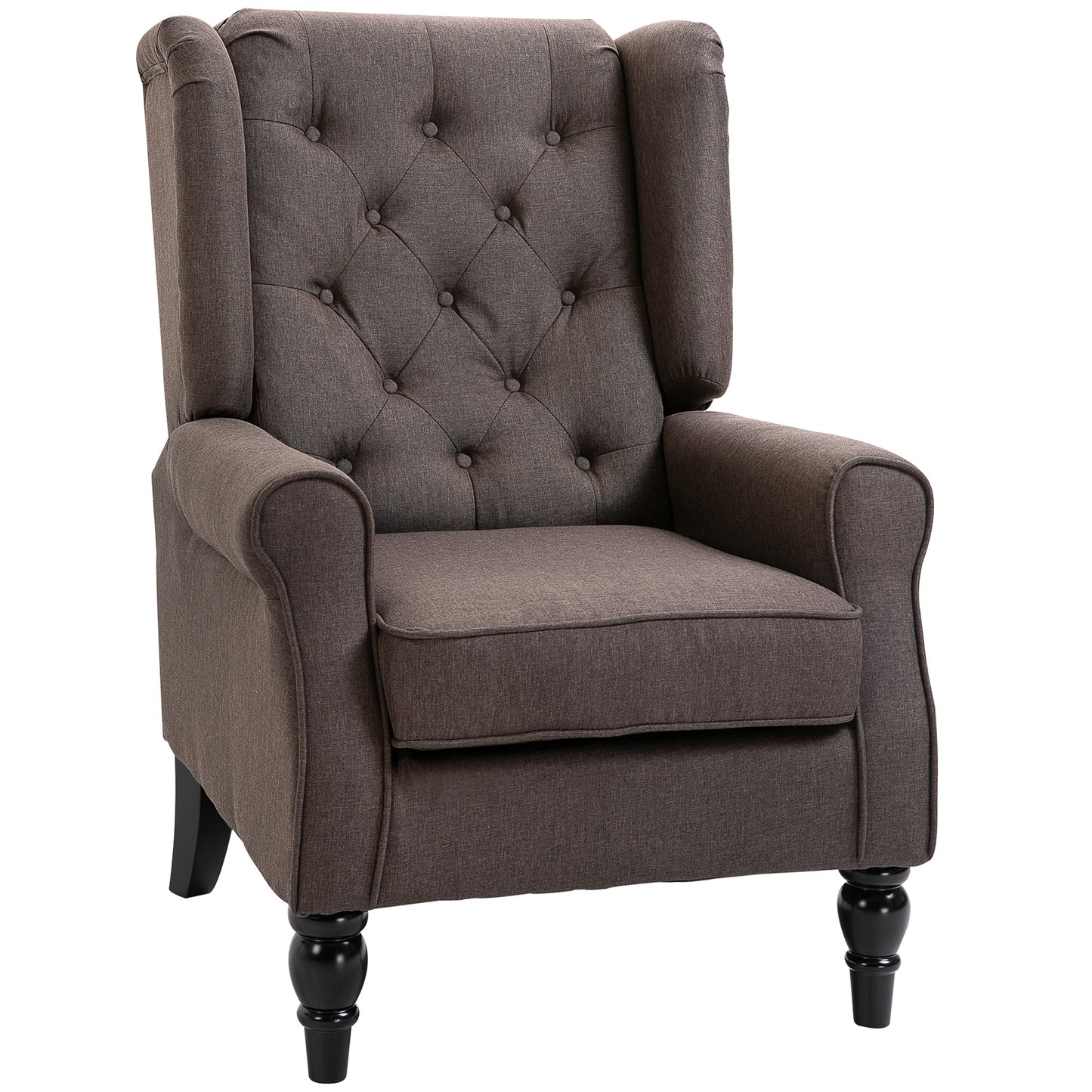 HOMCOM Retro Accent Chair, Wingback Armchair with Wood Frame Button Tufted Design for Living Room Bedroom, Brown #4 Top Sellingin Sofas 4.7