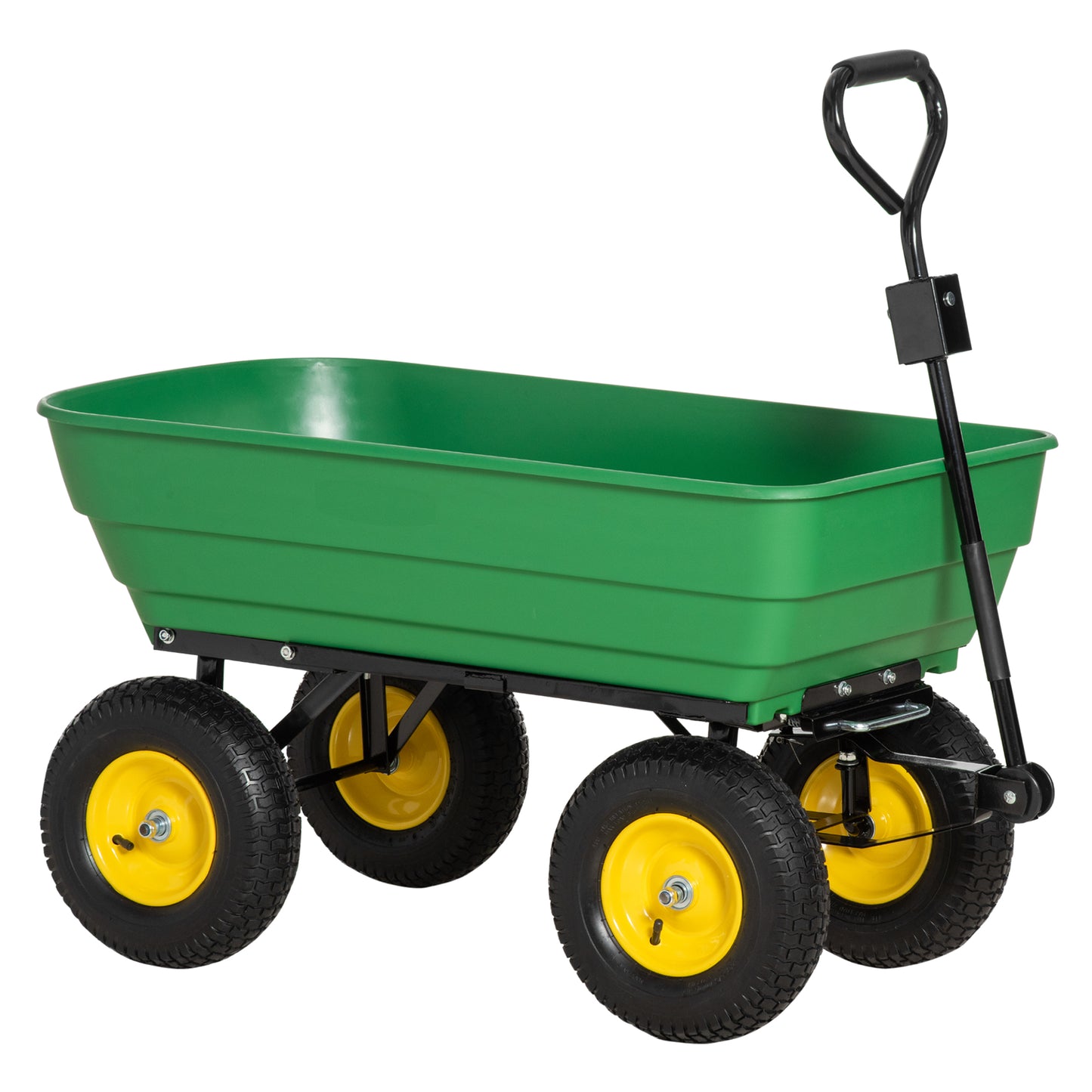 Outsunny 125 Litre Large Garden Cart Heavy Duty 4 Wheel Trolley Dump Wheelbarrow Tipping Truck Trailer - Green #6 Top Sellingin Garden Trolleys 4.7