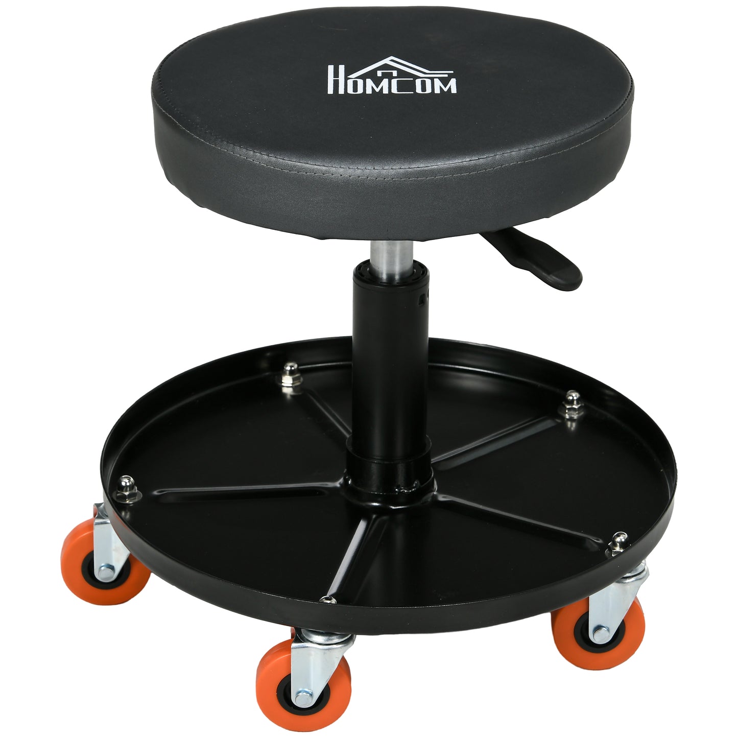 HOMCOM Workshop Stool, Pneumatic Adjustable Mechanic Stool, with Tool Tray, Wheels - Black #3 Top Sellingin DIY Tools 4.7