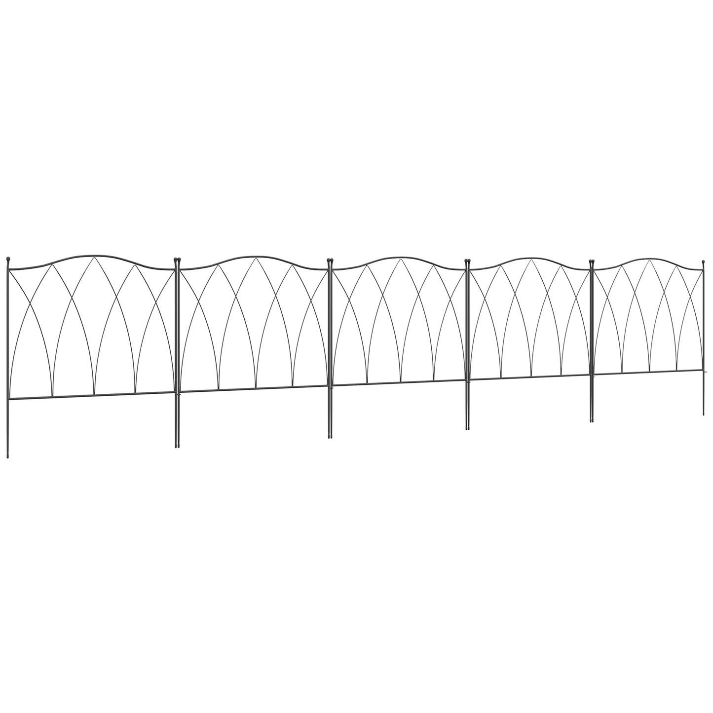 Outsunny Set of Five 61.5cm Decorative Metal Fence Panels - Black #9 Top Sellingin Garden Décor 4.5