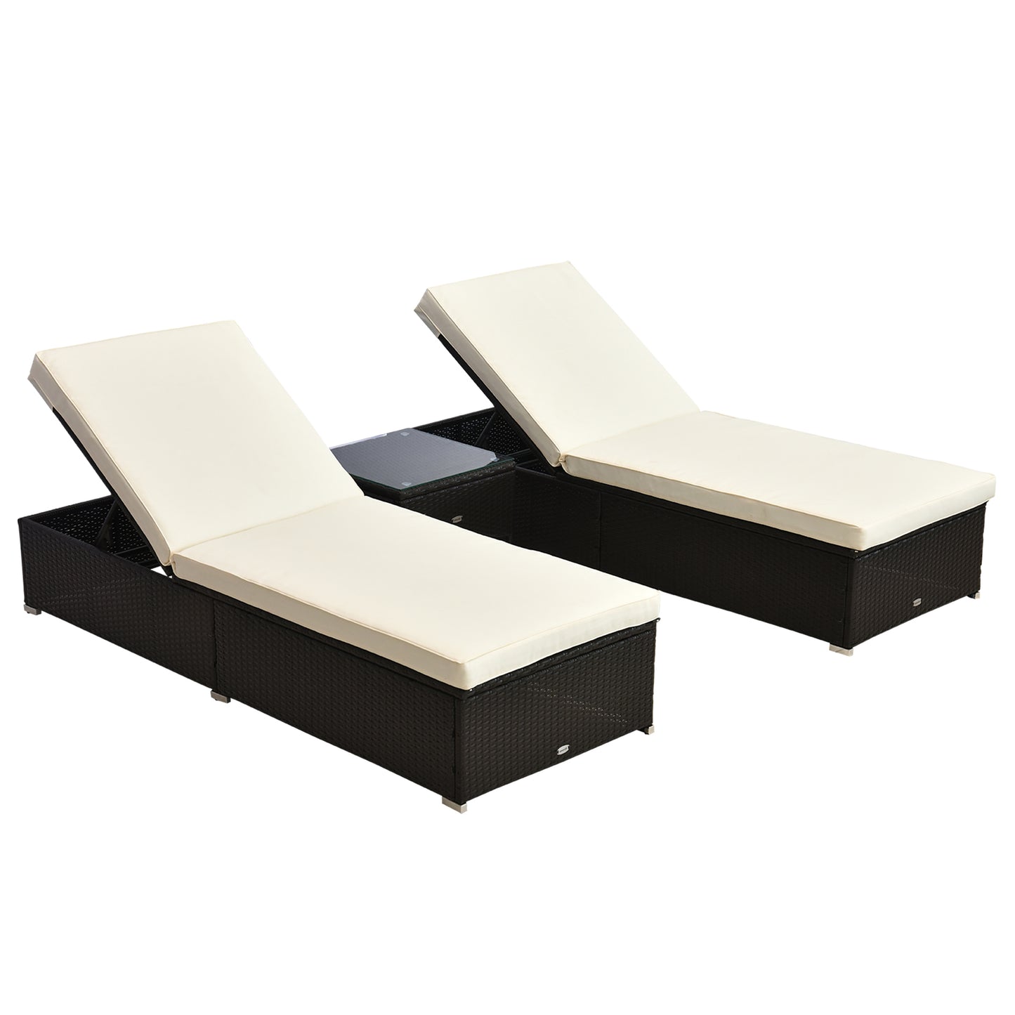 Outsunny 4PC Rattan Garden Furniture Set 2 Single Sofa Arm Chairs 1 Bench with Cushions & Coffee Table Patio Backyard Wicker Weave 5