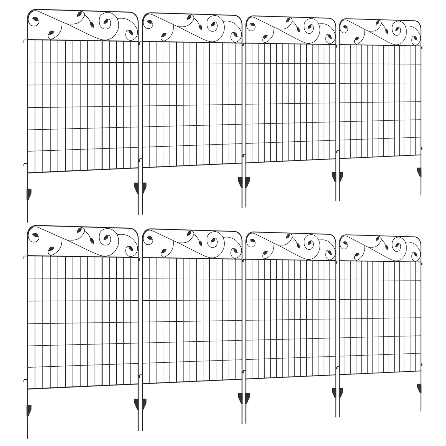 Outsunny Decorative Garden Fencing, 8PCs 43in x 23ft Outdoor Picket Fence Panels, Rustproof Metal Wire Landscape Flower Bed Border Edging Animal Barrier, Black #8 Top Sellingin Fence 4.5
