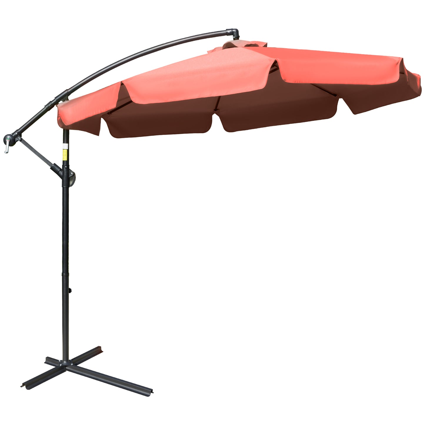 Outsunny 2.7m Garden Banana Parasol Cantilever Umbrella with Crank Handle and Cross Base for Outdoor, Hanging Sun Shade, Wine Red 5