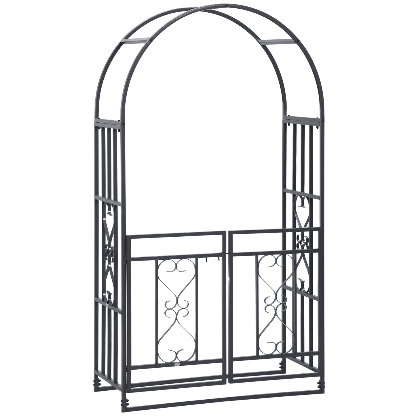 Outsunny Outdoor Garden Arch with Double Gates, Metal Garden Arbor for Climbing Plants, Roses, Vines, Wedding Arch for Outdoor, 114L x 50W x 206H cm, Dark Grey #6 Top Sellingin Garden Arches