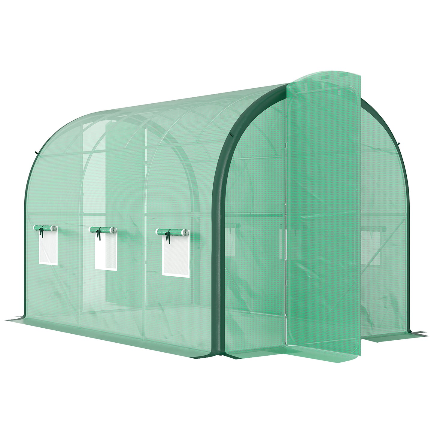 Outsunny 3 x 2(m) Polytunnel Greenhouse, with Windows and Doors - Green 4