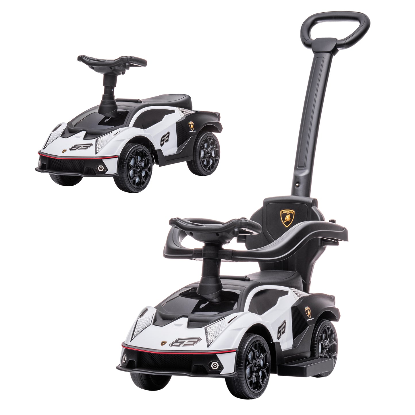 AIYAPLAY Licensed 2 in 1 Baby Ride on Push Car Toddler Push Along Car with Parent Handle Sliding Car with Horn Steering Wheel NO POWER for 1 - 3 Years, White #8 Top Sellingin Wheeled Toys 5