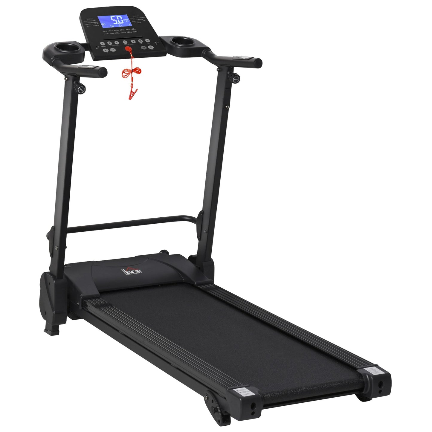 HOMCOM 2.5HP 14Km/h Manual Incline Electric Running Machine Motorized Treadmill Folding, MP3 & USB Player, 12 Preset Programs, 5 Speed Shortcut, w/ WIDE RUNNING BELT, LCD Display, Drink Holders 4.9