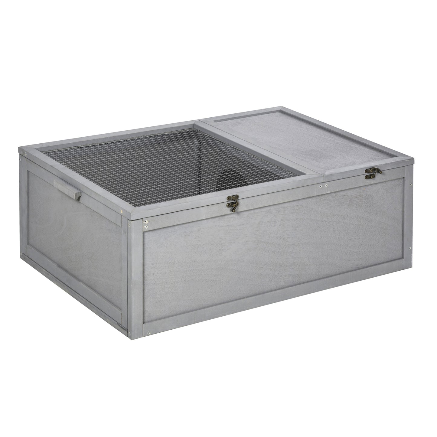 PawHut 94 cm Wooden Tortoise House Turtle Habitat Small Reptile Cage Enclosure with Two Room Grey #6 Top Sellingin Reptiles & Amphibians Products 5