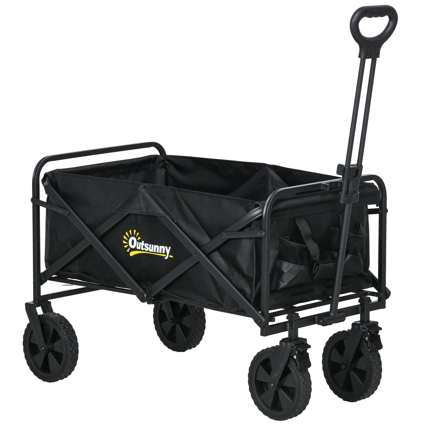Outsunny Folding Steel Frame Garden Storage Cart, with Wheels and Handle - Black #7 Top Sellingin Garden Trolleys 5