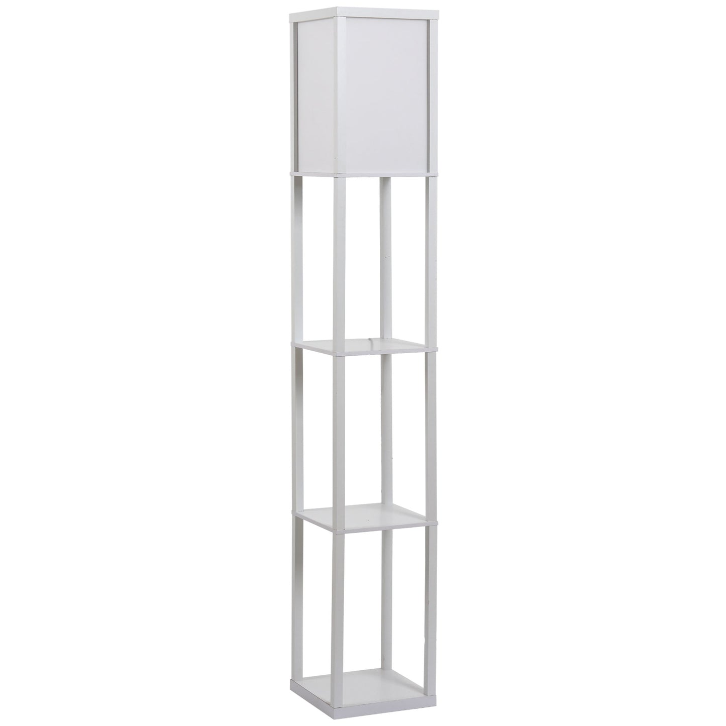 HOMCOM 3-Tier Floor Lamp, Floor Light with Storage Shelf, Reading Standing Lamp with Acrylic Shade for Living Room, Bedroom, Kitchen, Dining Room, Office, Dorm, 160cm, White #6 Top Sellingin Lighting 4.8