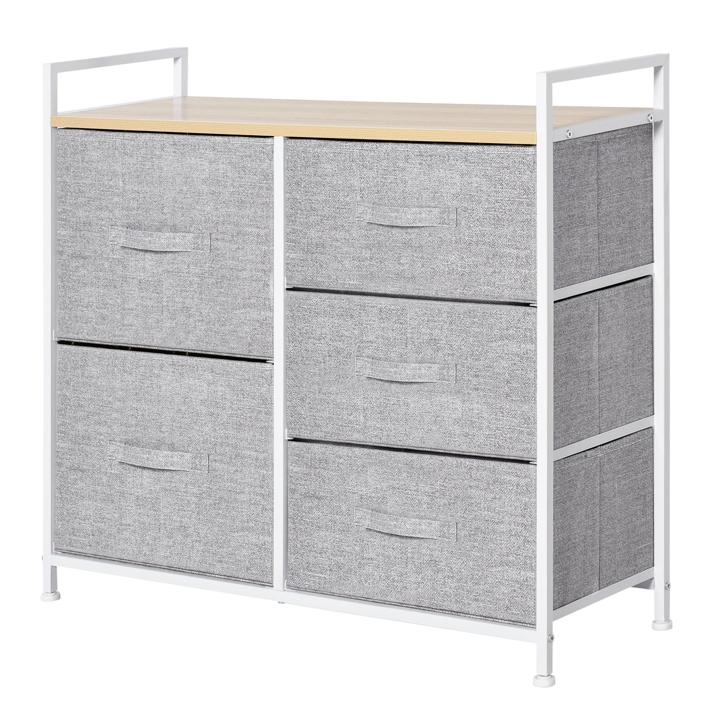 HOMCOM 5 Drawer Linen Basket Storage Unit Home Organisation w/ Shelf Handles Metal Frame Adjustable Feet Hallway Home Dresser Grey #10 Top Sellingin Storage Solutions 4.9