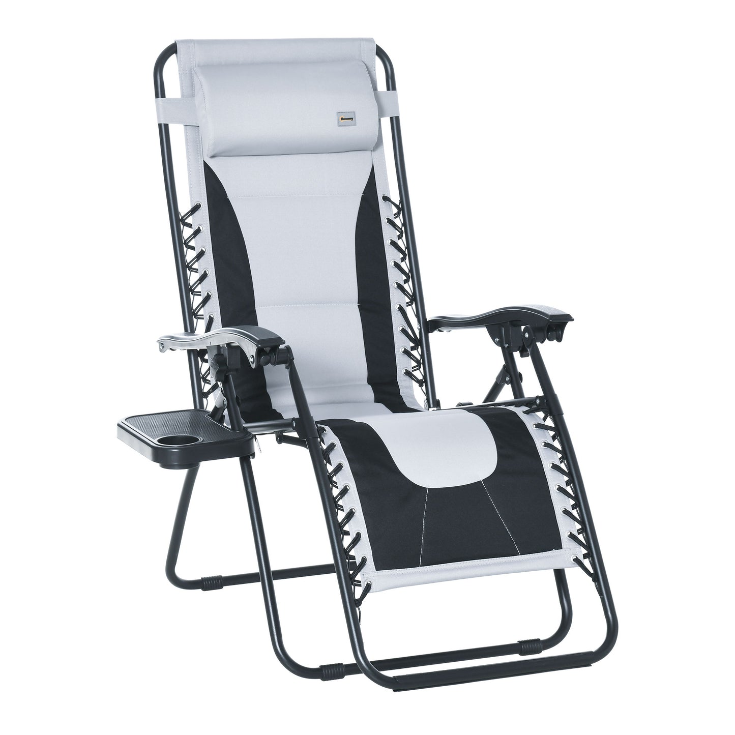 Outsunny Zero Gravity Lounger Chair, Folding Reclining Patio Chair with Padded Seat, Cup Holder, Soft Cushion and Headrest for Poolside, Camping, Light Grey #10 Top Sellingin Sun Loungers 5