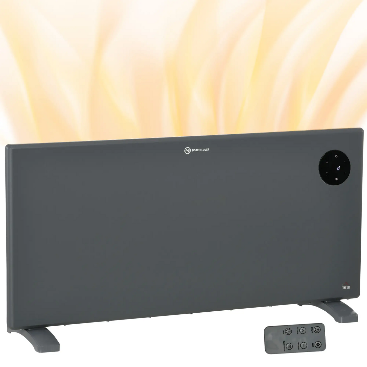 HOMCOM 2000W Electric Convector Heater, Freestanding or Wall Mounted, Space Heater with Adjustable Thermostat, Timer, Grey