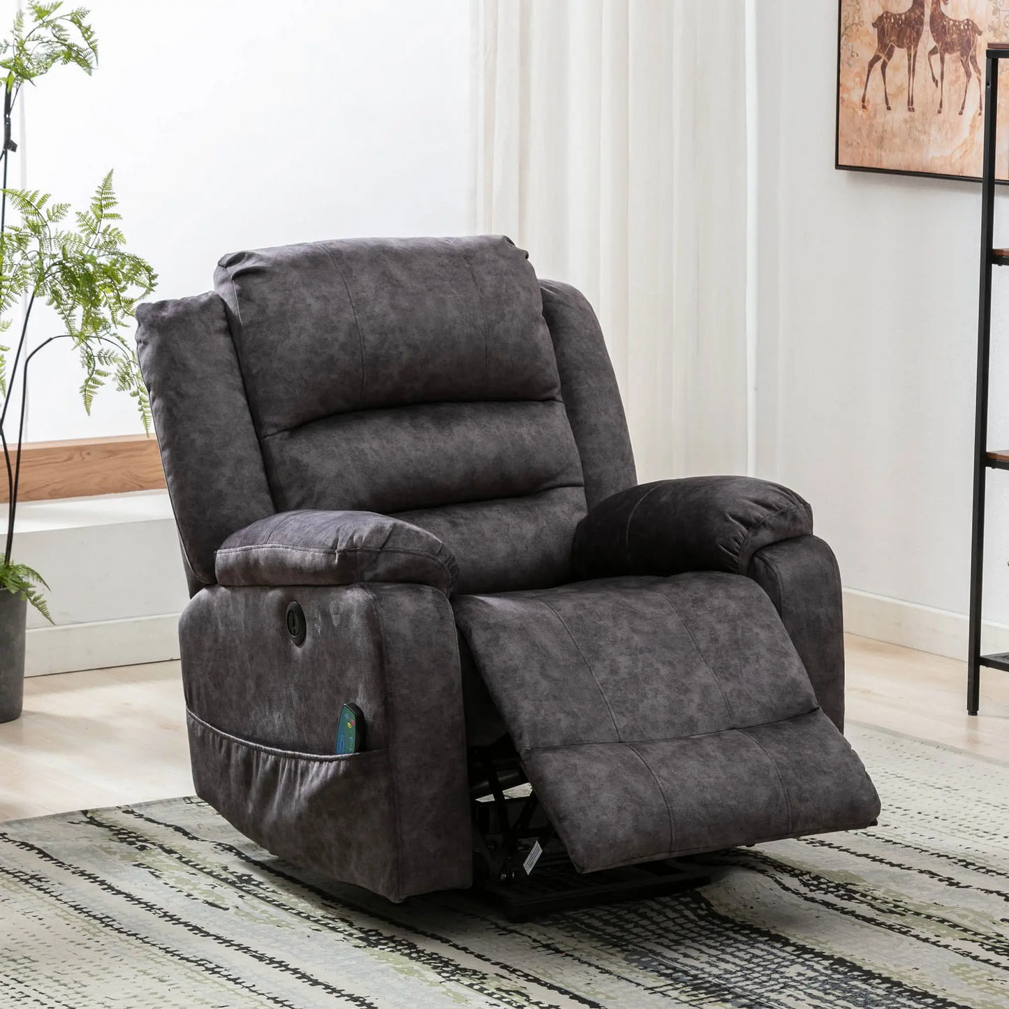 Power Lift Electric Recliner Chair with Massage and Heating Points, Recliner Armchair for Elderly, 87x85x107 cm, Grey