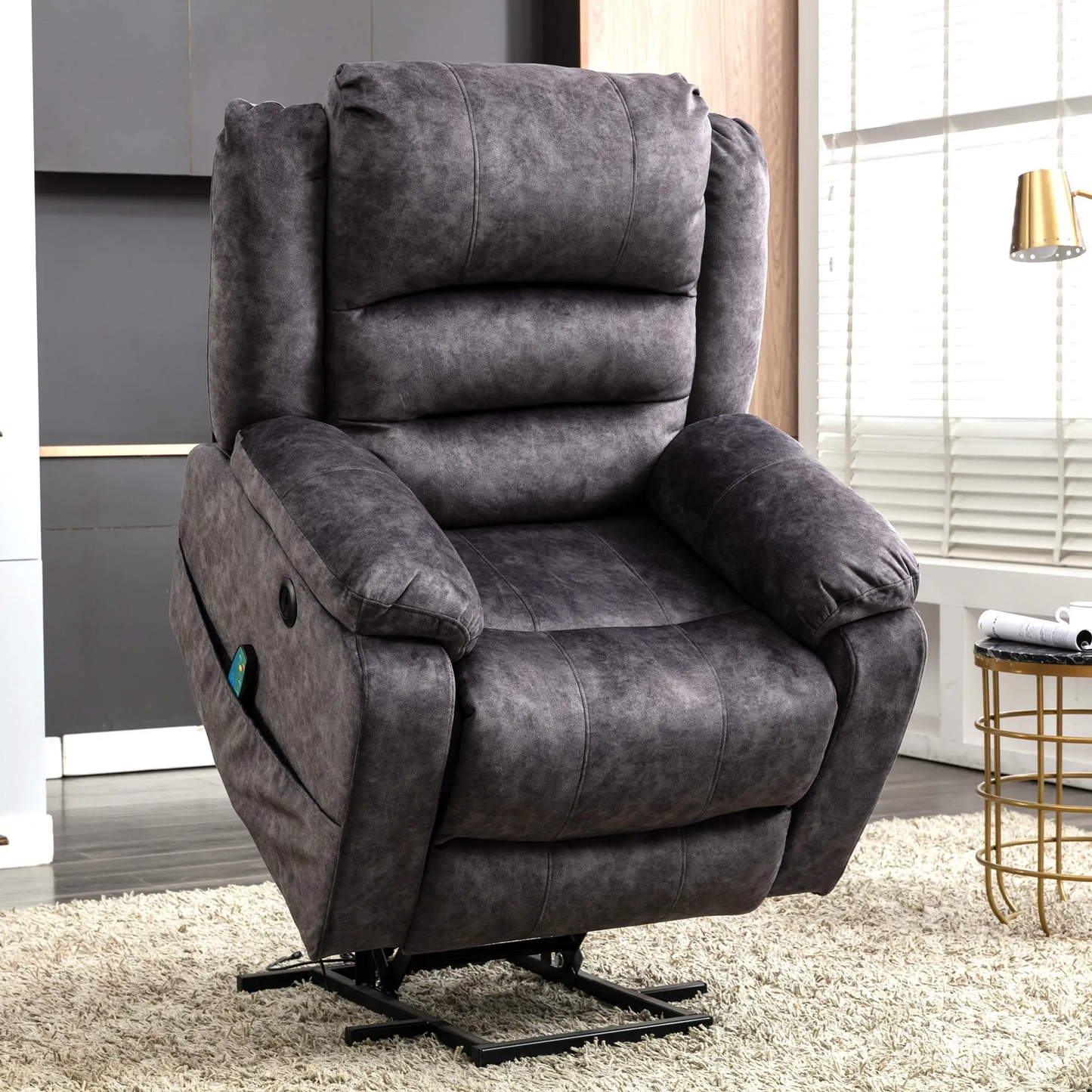 Power Lift Electric Recliner Chair with Massage and Heating Points, Recliner Armchair for Elderly, 87x85x107 cm, Grey