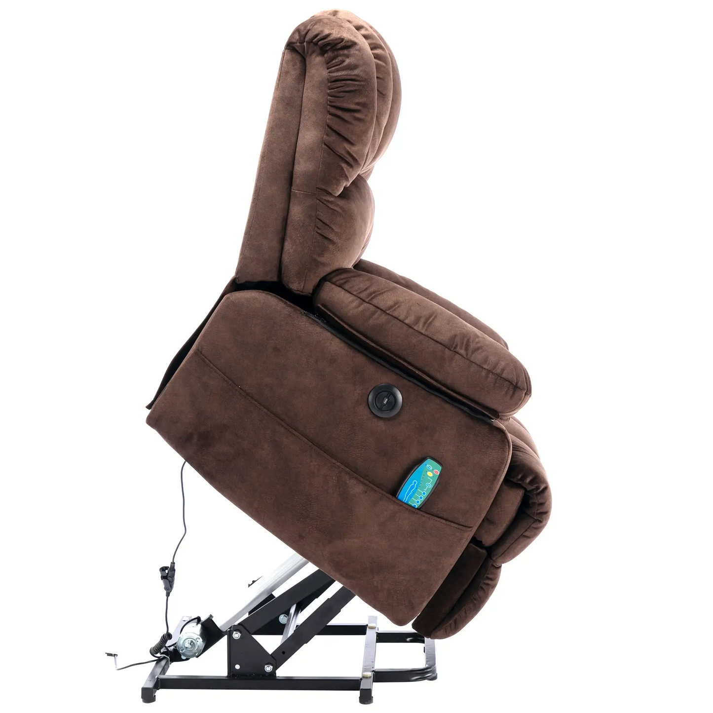 Power Lift Massage Chair with Heating Points, Side Pockets, Easy Assembly, Electric Recliner Armchair for Elderly, 103x100x106 cm, Brown