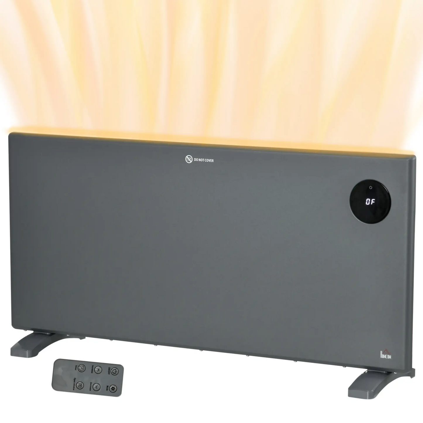 HOMCOM 2000W Electric Convector Heater, Freestanding or Wall Mounted, Space Heater with Adjustable Thermostat, Timer, Grey