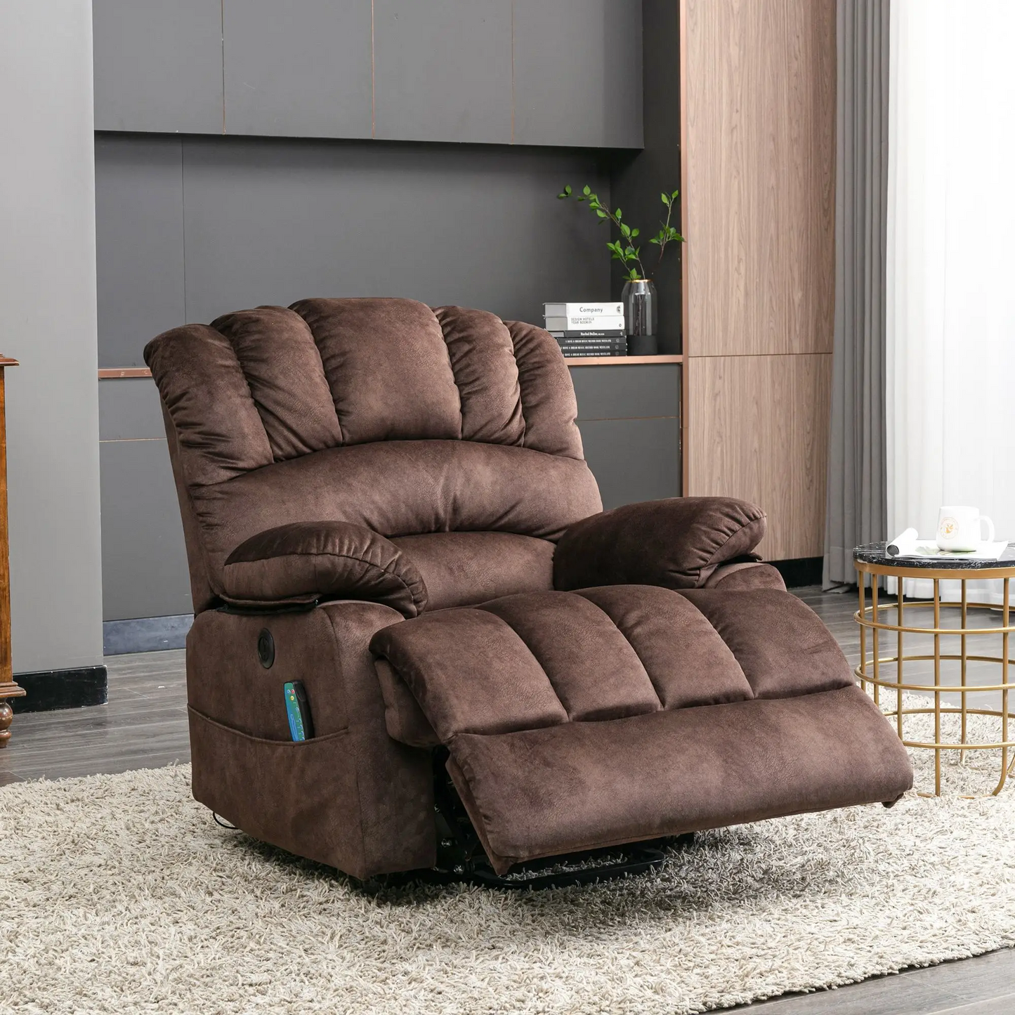 Power Lift Massage Chair with Heating Points, Side Pockets, Easy Assembly, Electric Recliner Armchair for Elderly, 103x100x106 cm, Brown