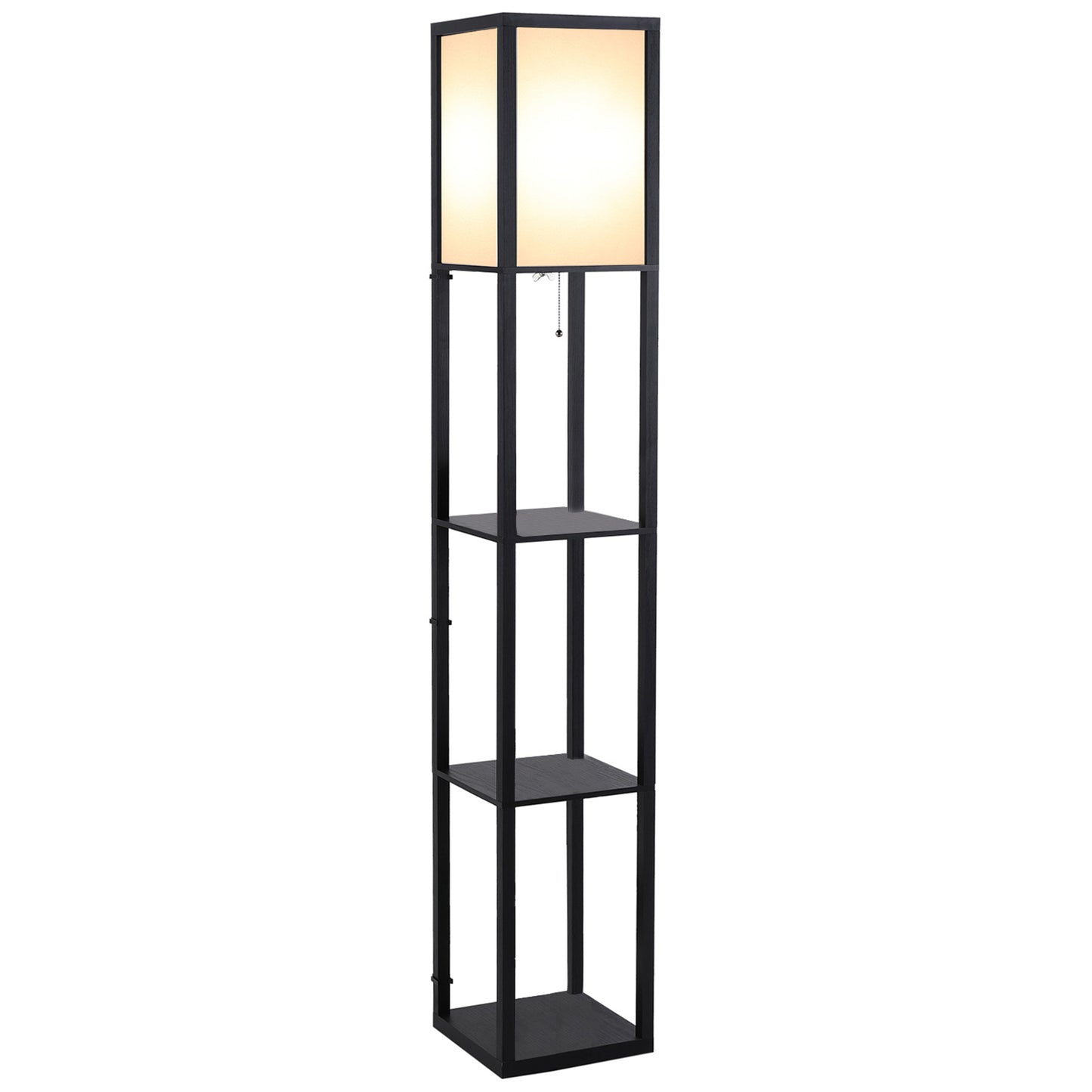 HOMCOM 3-Tier Floor Lamp, Floor Light with Storage Shelf, Reading Standing Lamp for Living Room, Bedroom, Kitchen, Dining Room, Office, Dorm, 160cm, Black #8 Top Sellingin Lighting 4.9