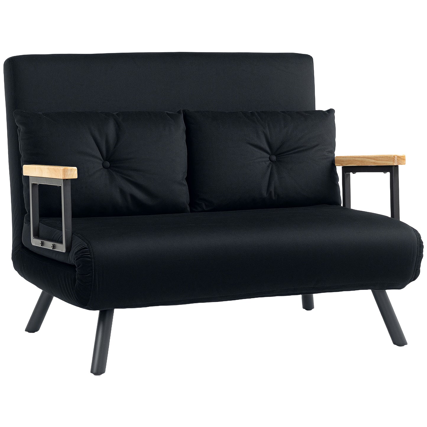 HOMCOM 4-in-1 Velvet-Feel Double Sofa Bed, with Pillows - Black #4 Top Sellingin Sofas
