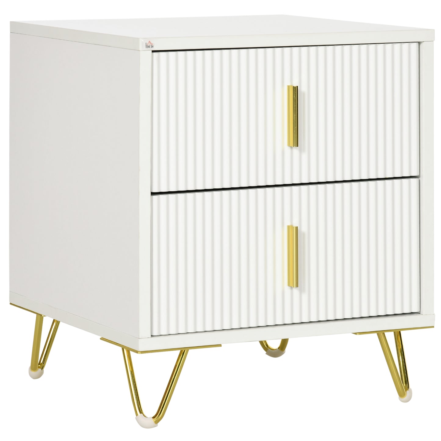 HOMCOM Elegant Chest of Two Drawers - White/Gold-Tone #1 Top Sellingin Storage Solutions 4.9