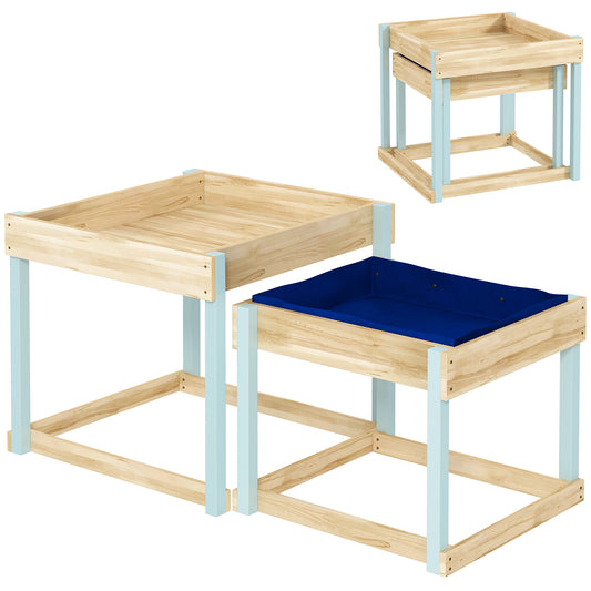 AIYAPLAY 2 PCS Wooden Outdoor Sand and Water Play Tables with Bottom Liner for Kids Aged 3-8 Years Old, Natural Wood Finish #6 Top Sellingin Sandboxes
