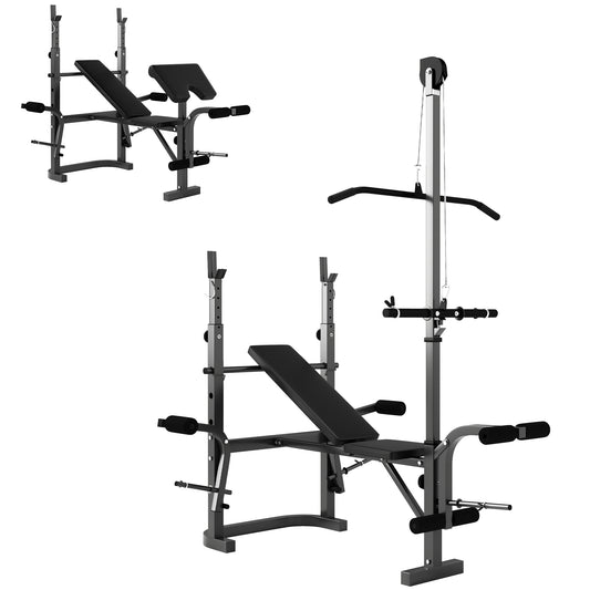 SPORTNOW Adjustable Weight Bench with Bench Press Rack, Preacher Curl Bench, Leg Extension and Lat Pull Down Machine, Incline or Flat Workout Bench for Home Gym Strength Training Weight Lifting #2 Top Sellingin Weight Benches