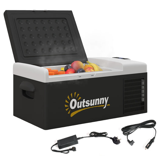 Outsunny 16L Portable Car Fridge, -20℃ to 10℃ Adjustable Temperature - Black/Grey 5