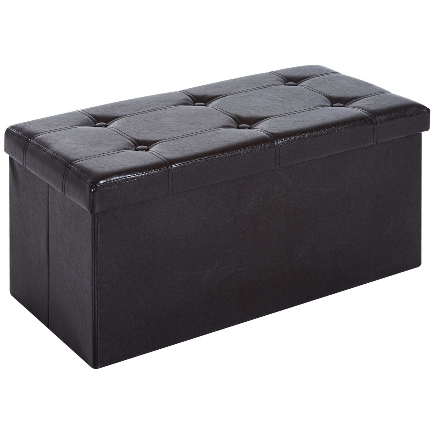 HOMCOM Folding Faux Leather Storage Cube Ottoman Bench Seat PU Rectangular Footrest Stool Box (Brown) #10 Top Sellingin Ottomans & Footstools 4.8