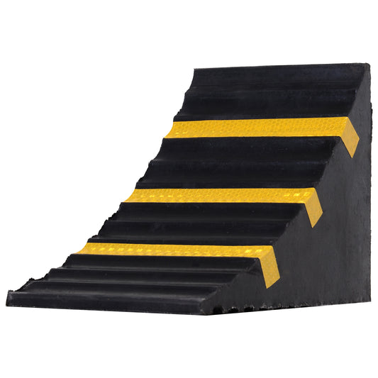 HOMCOM 2 PCs Rubber Wheel Chocks Heavy Duty Blocks for Vehicles, Cars, Caravan, Trailer with Handle 25L x 16W x 19H cm 4.9