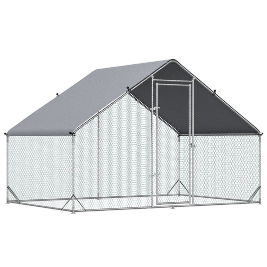 PawHut Chicken Run Galvanised Walk-in Chicken Coop Hen Poultry House Cage Rabbit Hutch Pet Playpen Garden w/ Water-Resist Cover, 3 x 2 x 2m #5 Top Sellingin Chicken Coop 4.8