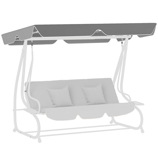 Outsunny Garden Swing Canopy Replacement 3 Seater, Waterproof Garden Swing Seat Canopy Cover, Windproof Anti-UV Sun Shade (Canopy Only) for Patio, Balcony, Dark Grey 5