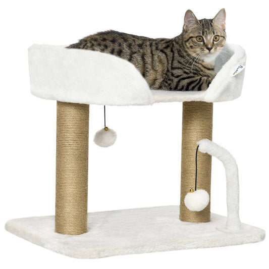 PawHut 42cm Indoor Cat Tree, with Toy Balls, Jute Scratching Post - White #10 Top Sellingin Cat Supplies 4.9
