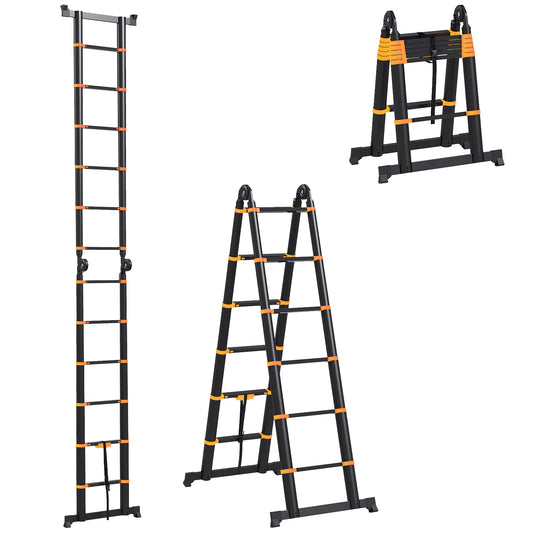 HOMCOM 3.8m Duo Aluminium Ladder w/ Tool Holder - Yellow #10 Top Sellingin Other DIY 1