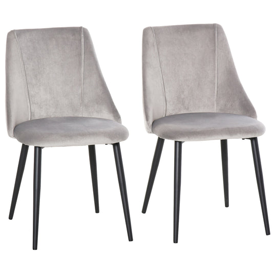 HOMCOM Dining Chairs Set of 2, Modern Upholstered Velvet-Touch Fabric Accent High Back Chairs with Metal Legs for Kitchen, Grey #6 Top Sellingin Dining Furniture & Bar Stools 5