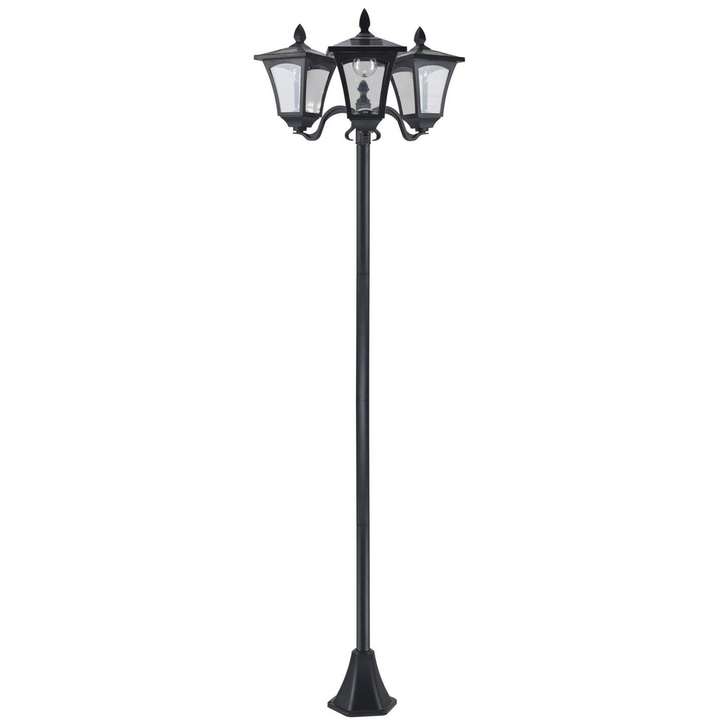 Outsunny 1.8m Traditional Victorian Style 3 Way Head Outdoor Garden Solar Post Lamp Sensor Dimmable LED Lantern Bollard Pathway IP44 – Black #7 Top Sellingin Garden Lighting 4.8