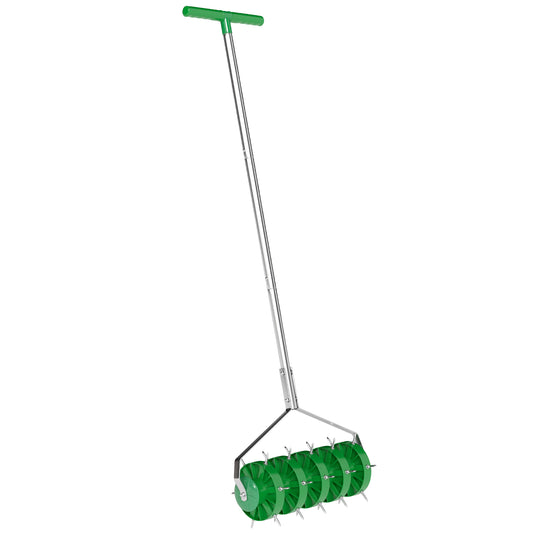 Outsunny Rolling Lawn Aerator, Manual Grass Spike Roller, Heavy Duty Garden Aerator with 3 Piece Detachable Handle and T-bar Grip, Outdoor Garden Lawn Tool, Dark Green #6 Top Sellingin Lawn Rollers