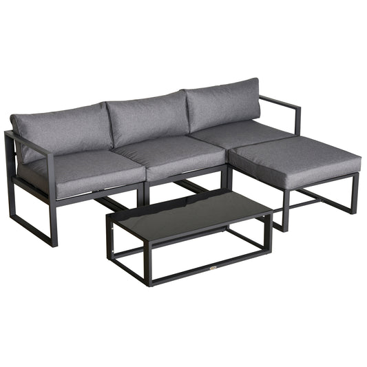 Outsunny Nine-Piece Steel Frame Garden Dining Set - Grey