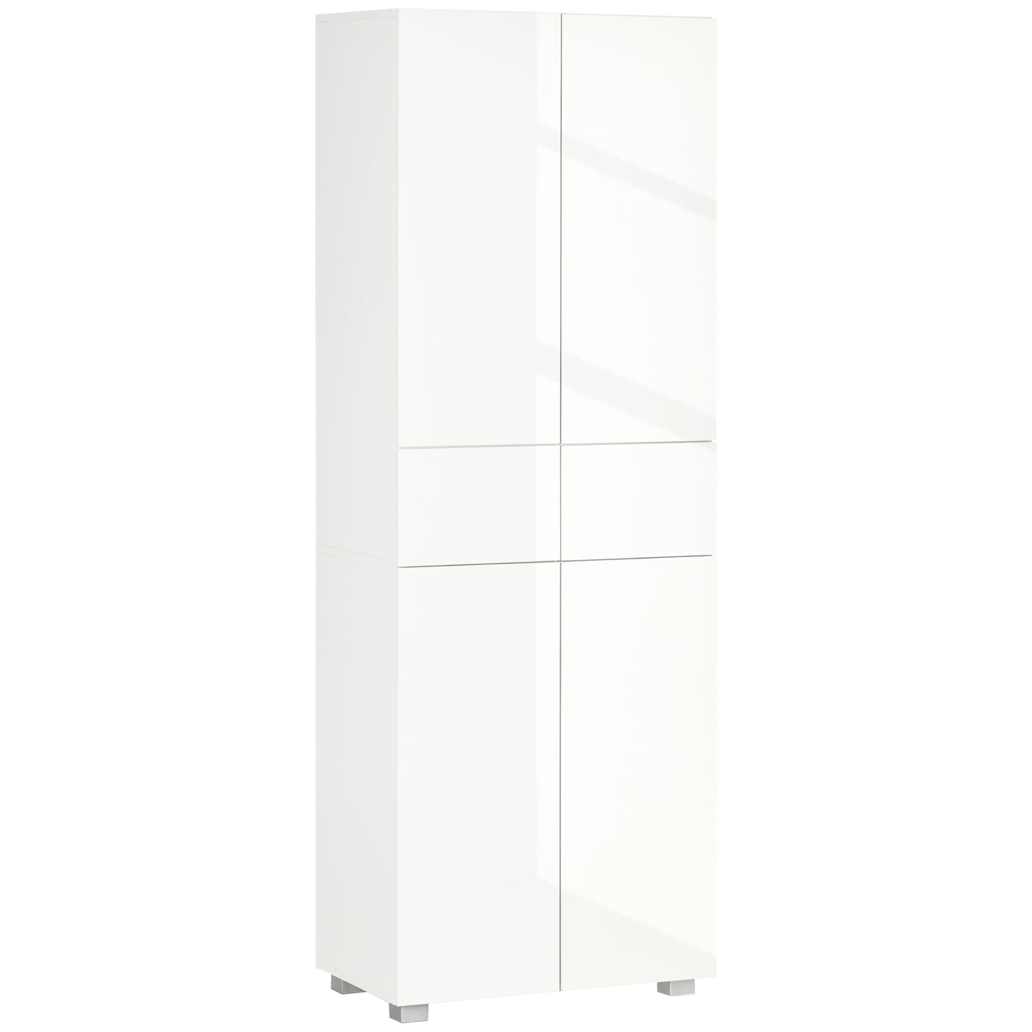HOMCOM 4-Door Kitchen Cupboard, Freestanding 5-Tier Storage Cabinet with 3 Adjustable Shelves, 2 Drawers for Living Room, Dining Room, Push to Open Design, High Gloss White #4 Top Sellingin Kitchen Furniture 4.8