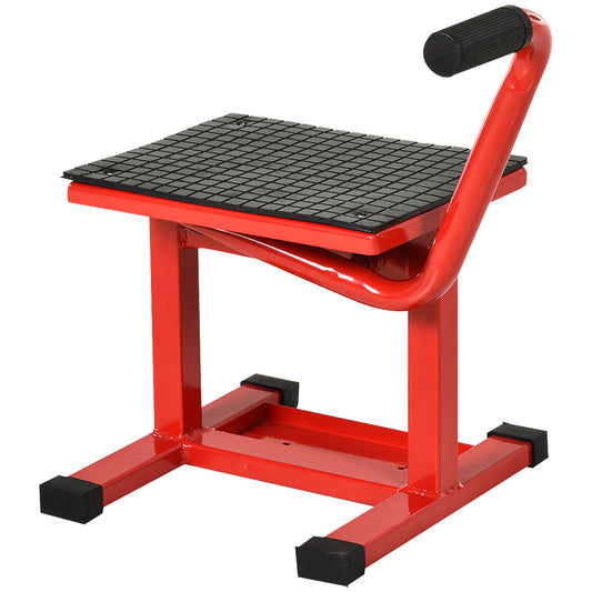 DURHAND 150KG Steel Motorbike Jack Lift Rubber Platform Crank Lift Manual Repair Clean Hoist Table Assist Off-Road Dirt Bike Stand Red 27.5/39.5 Hcm 4.8