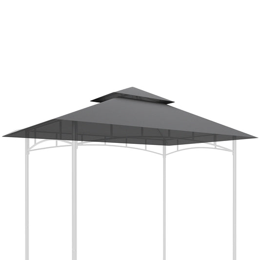 Outsunny Grill Gazebo Replacement Canopy Roof for 1.5 x 2.4m Frame, UPF50+ Protection, Double Tiered 5' x 8' Outdoor BBQ Gazebo Cover Replacement, TOP COVER ONLY, Dark Grey #3 Top Sellingin Garden Shades