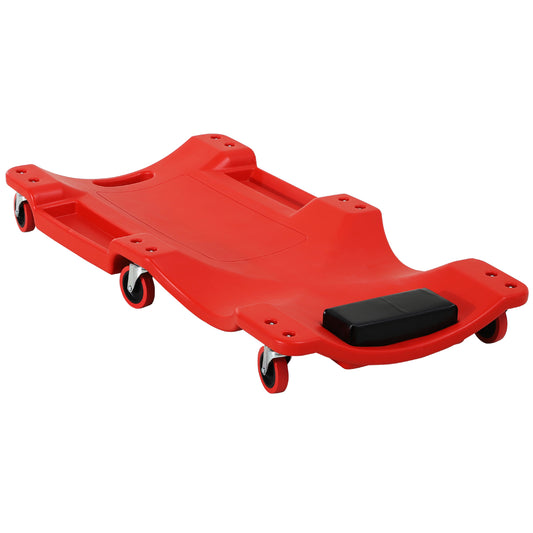 DURHAND Mechanic Vehicle Creeper Under Car Repair Padded Headrest Rolling Moulded Workshop Garage Assistance with Tool Tray, Red 4.9