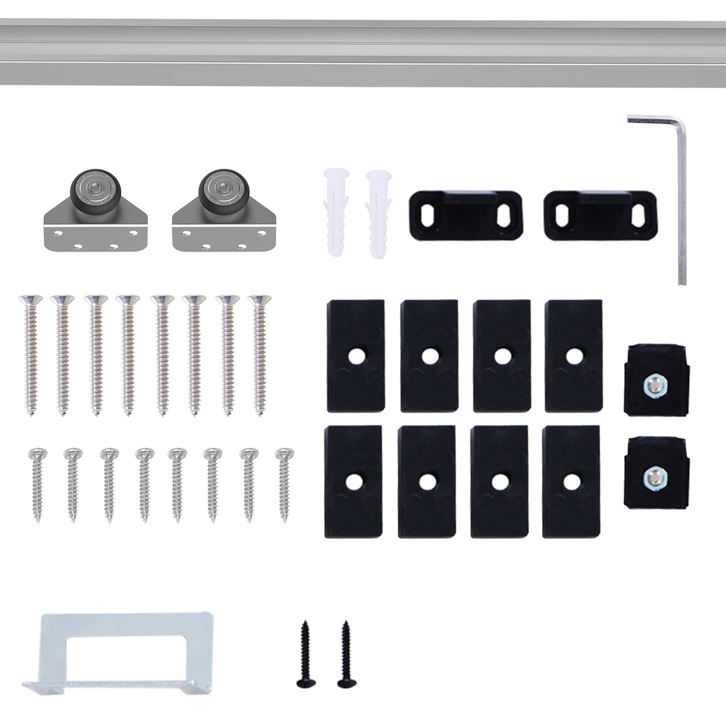 HOMCOM 6FT Modern Sliding Barn Door Closet Hardware Track Kit Track System Unit for Single Wooden Door 4.8