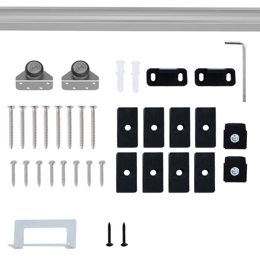 HOMCOM 6FT Modern Sliding Barn Door Closet Hardware Track Kit Track System Unit for Single Wooden Door 4.8