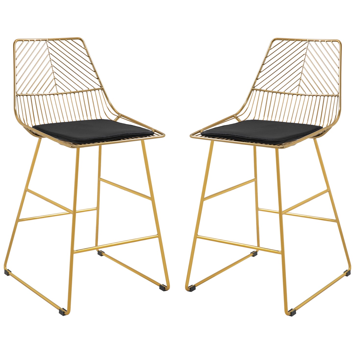HOMCOM Set of 2 Bar stools Modern Counter Height Wire Metal Bar chairs for Kitchen, Bar Counter, Gold 5
