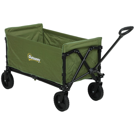 Outsunny 120L Festival Trolley on Wheels, Folding & Compact Camping Trolley Cart with Adjustable Handle for Garden, Beach, Fishing, Green #10 Top Sellingin Garden Trolleys