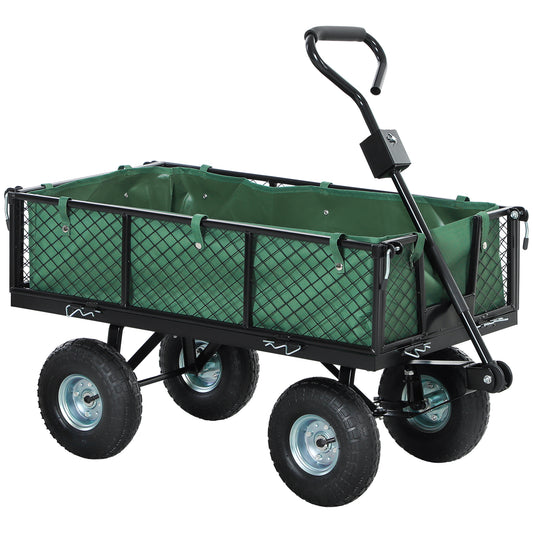 Outsunny 114L Steel Frame Garden Cart Trolley - Green #9 Top Sellingin Garden Trolleys