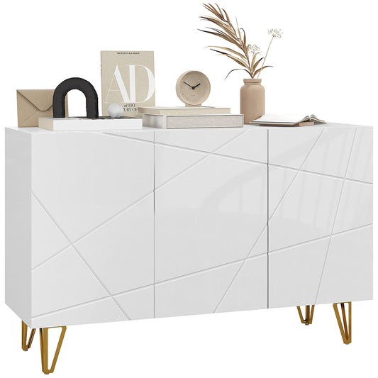 HOMCOM Modern Luxe High Gloss Sideboard, with Hairpin Legs - White 4.5